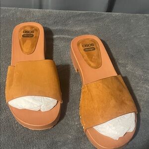 ASOS Brown Suede Slide Mules